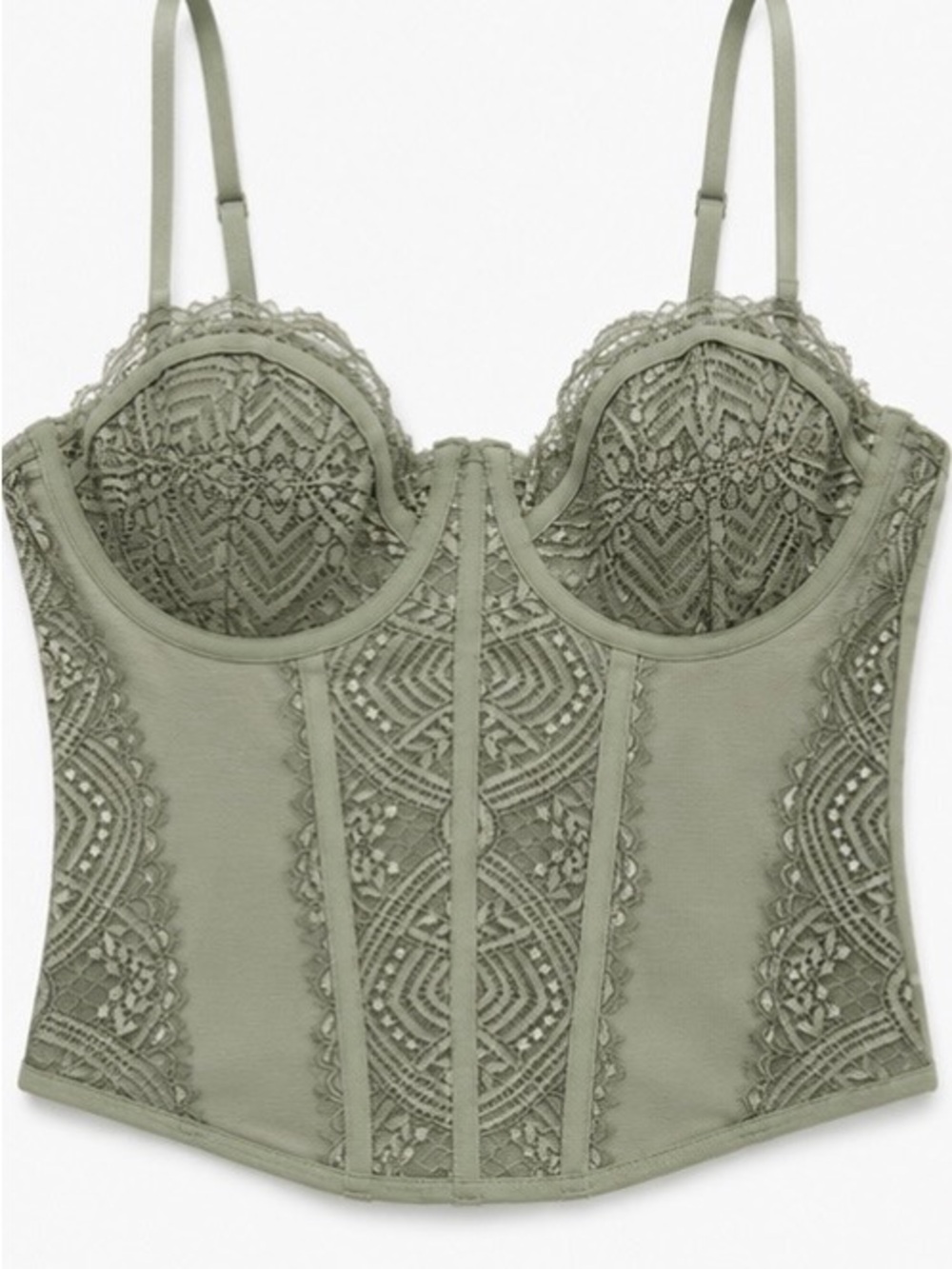 Garage Olive Lace Bustier Top